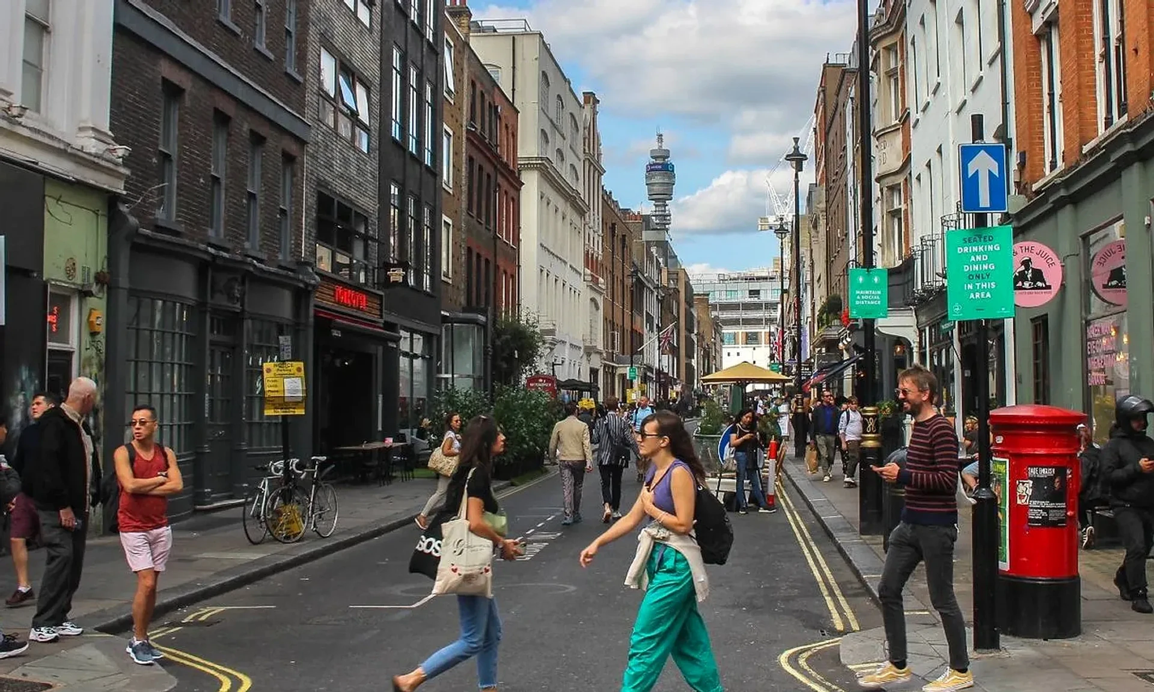 A lively Soho street in Central London