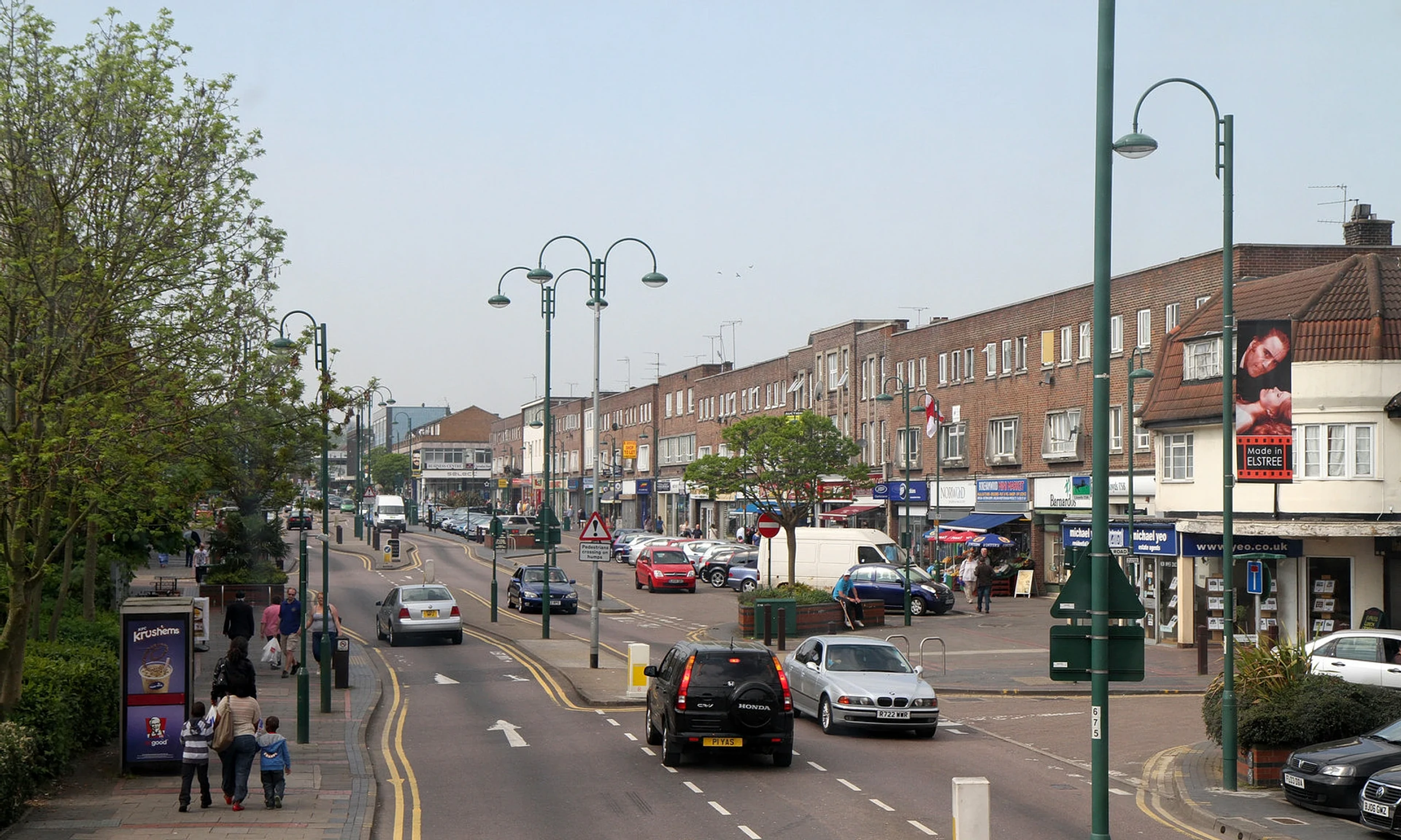 Borehamwood town centre and local streets in Hertfordshire