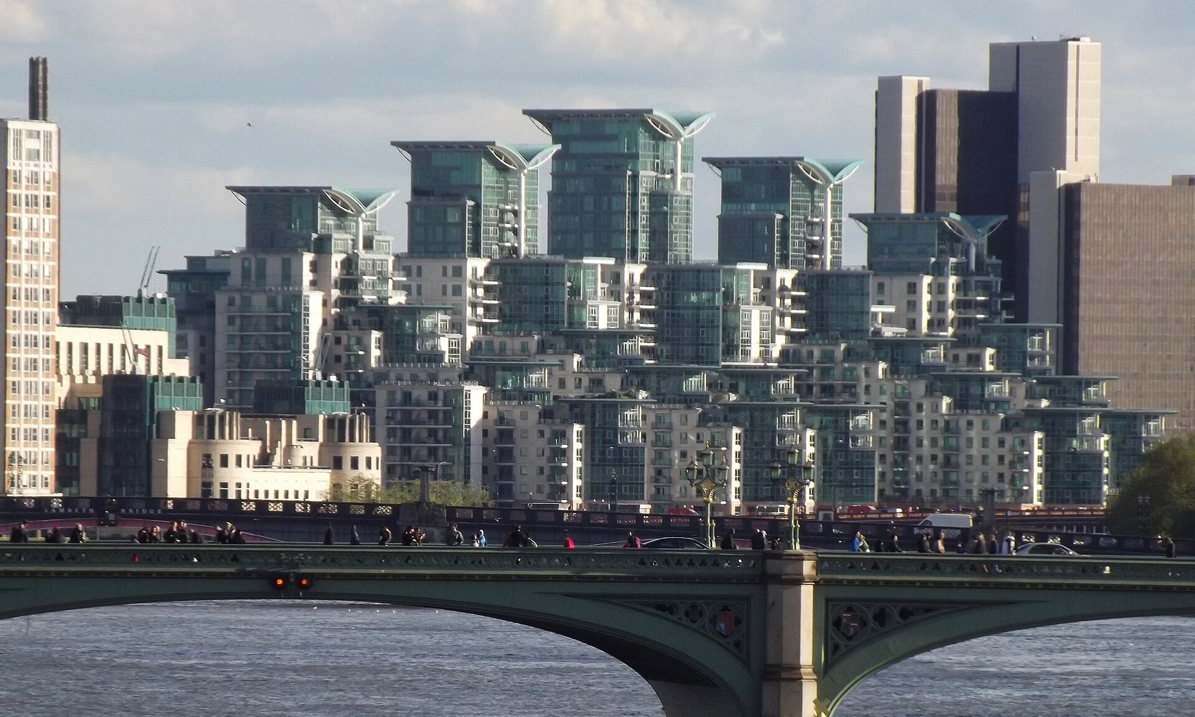 The modern Vauxhall skyline beside the River Thames